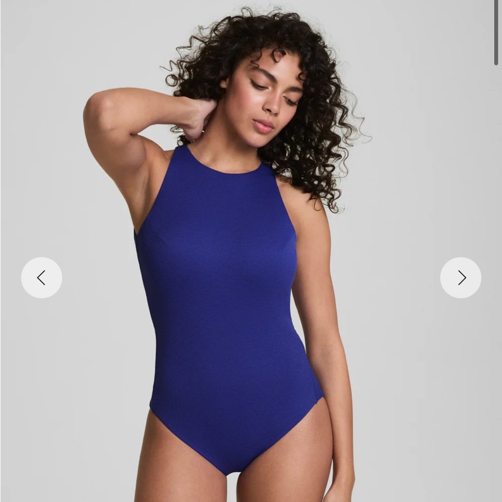 SPANX Blue One-Piece Swimsuit with High Neckline